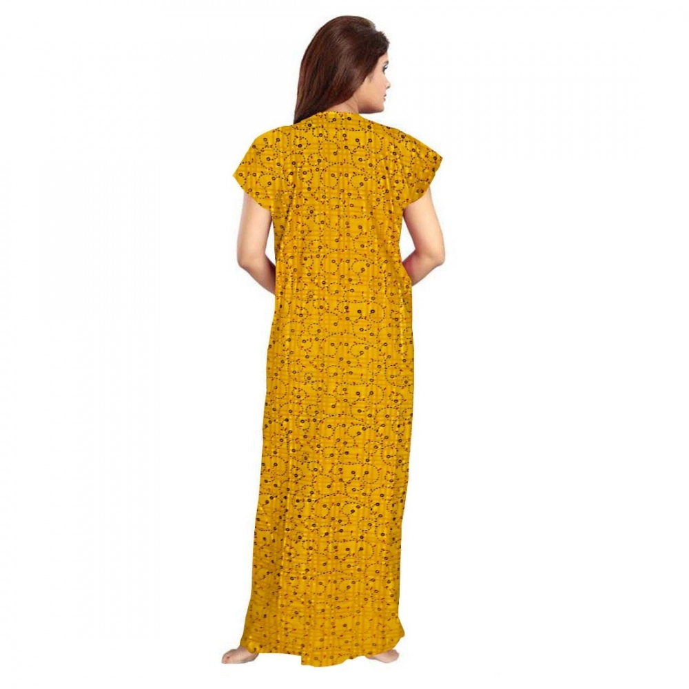 Spherevant Women's Cotton Printed Maxi Nighty (Yellow) - Image 2