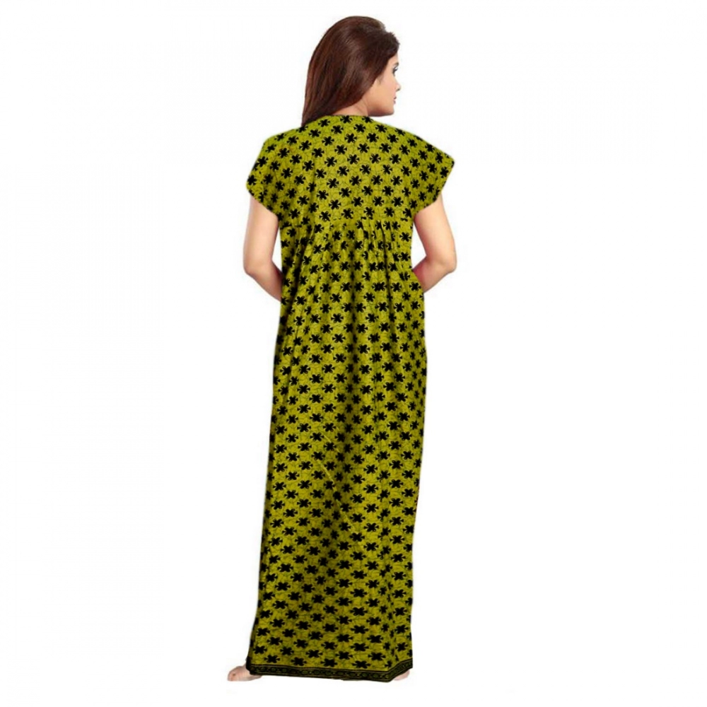 Spherevant Women's Cotton Printed Maxi Nighty (Green) - Image 2