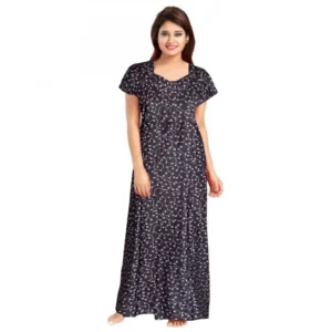 Spherevant Women's Cotton Printed Maxi Nighty (Grey)