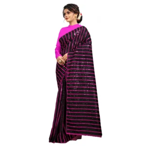 Spherevant Women's Vichitra Saree with Blouse (Pink, 5-6 Mtrs)