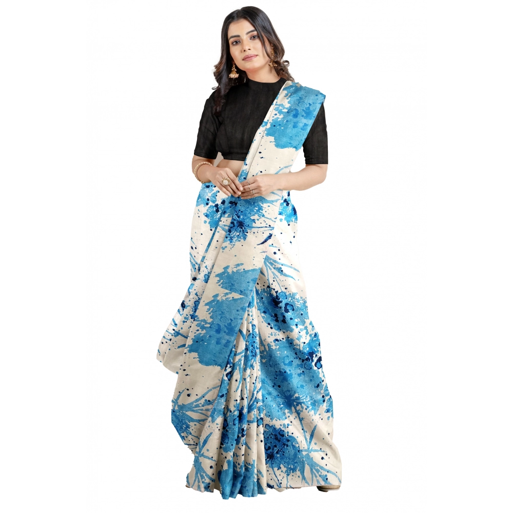 Spherevant Women's Joya Silk Saree with Blouse (Sky, 5-6 Mtrs)