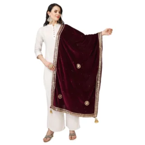 Spherevant Women's Velvet Gotta Patti Dupatta (Purple, Length: 2.25 to 2.50 Mtr)