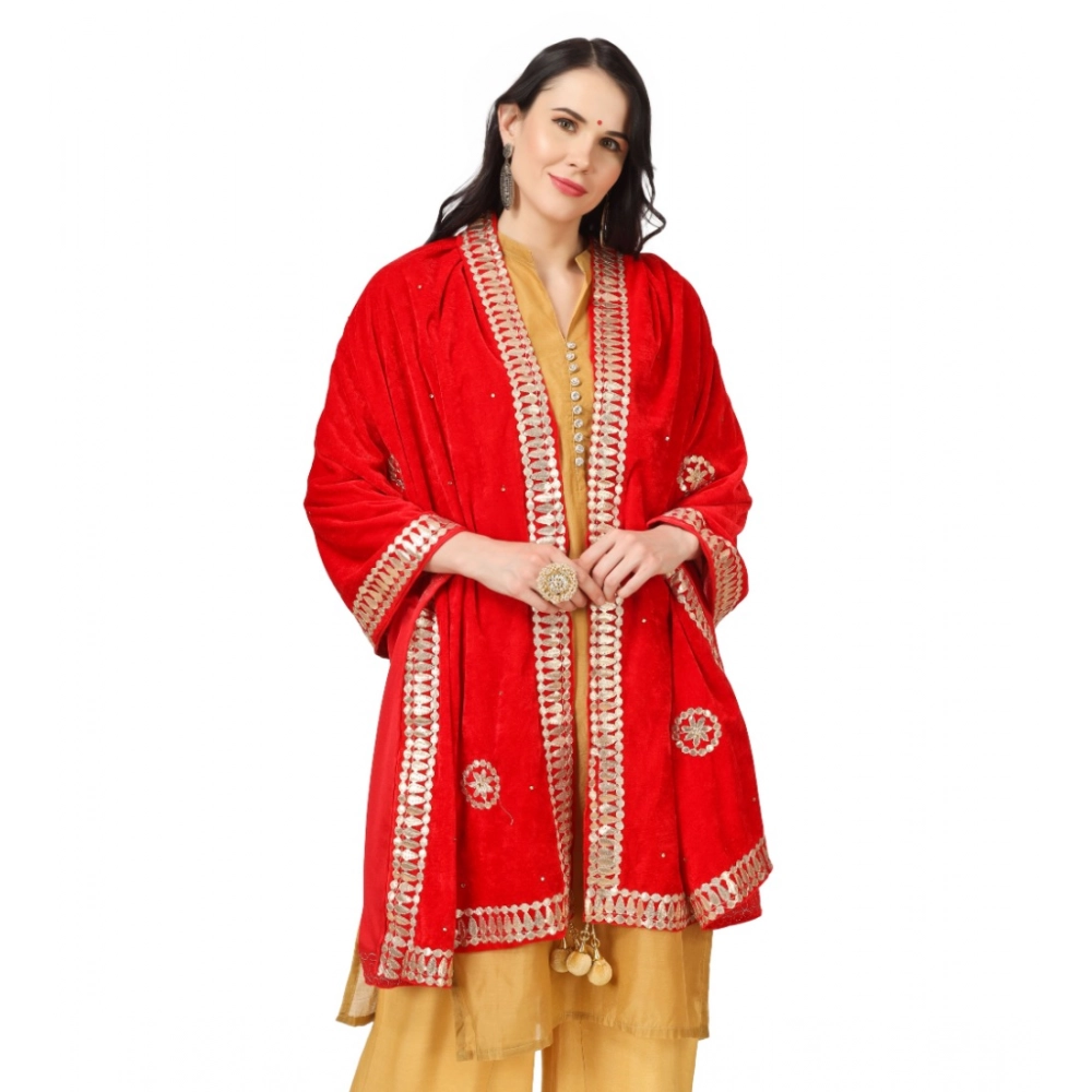 Spherevant Women's Velvet Gotta Patti Dupatta (Red, Length: 2.25 to 2.50 Mtr) - Image 4