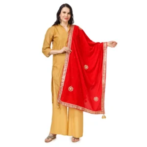 Spherevant Women's Velvet Gotta Patti Dupatta (Red, Length: 2.25 to 2.50 Mtr)