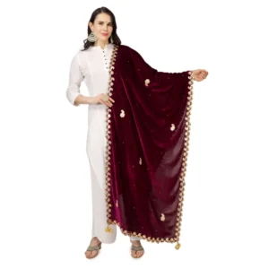 Spherevant Women's Velvet Gotta Patti Dupatta (Purple, Length: 2.25 to 2.50 Mtr)