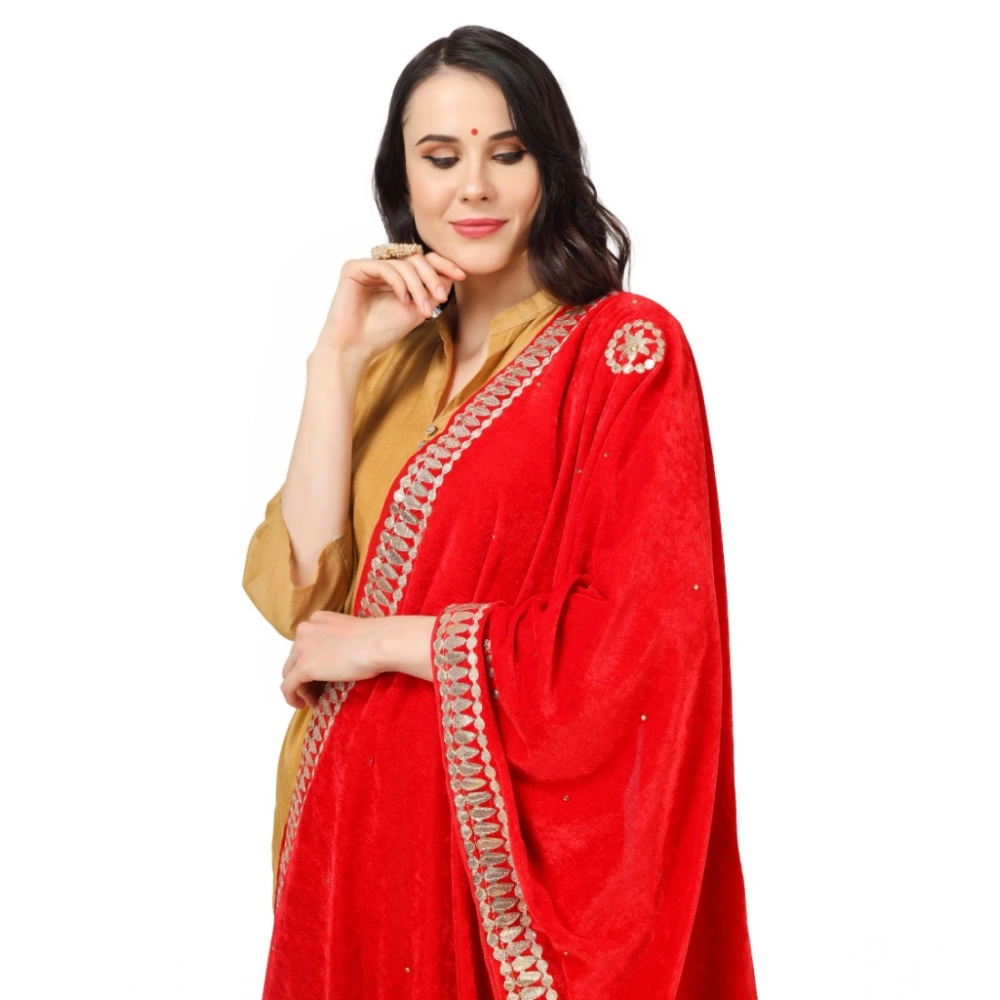 Spherevant Women's Velvet Gotta Patti Dupatta (Red, Length: 2.25 to 2.50 Mtr) - Image 3