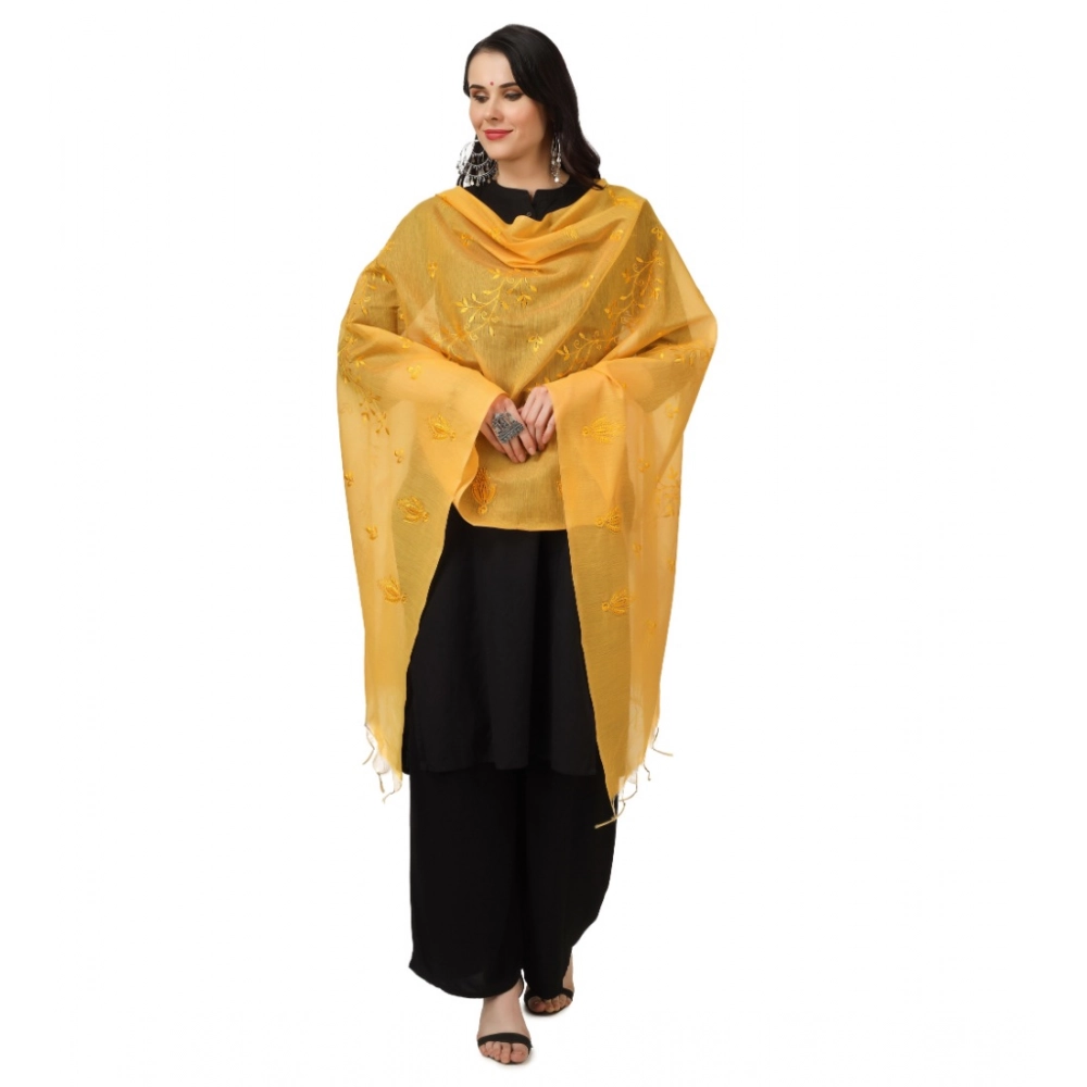 Spherevant Women's Cotton Embroidered Dupatta (Yellow, Length: 2.25 to 2.50 Mtr) - Image 5