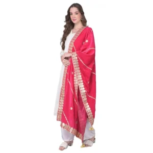 Spherevant Women's Velvet Gotta Patti Dupatta (Pink, Length: 2.25 to 2.50 Mtr)