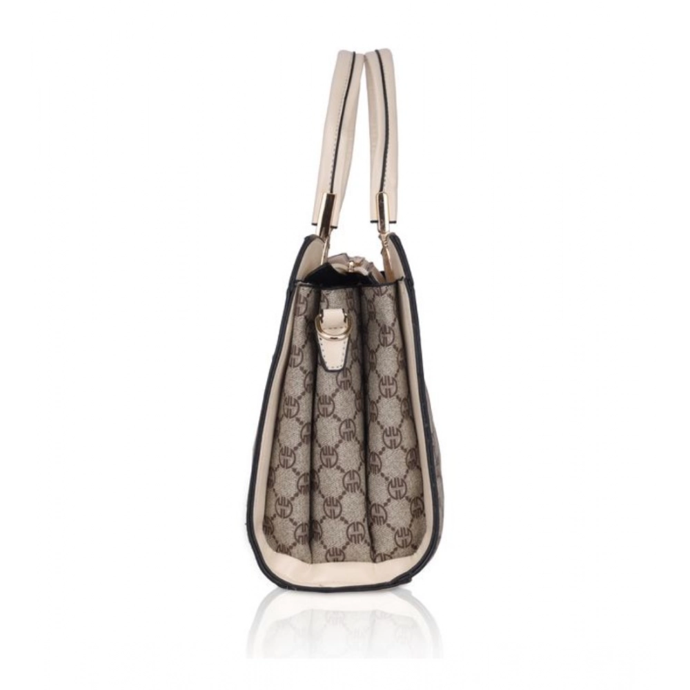 Spherevant Women's Faux Leather Printed Handbag (Beige) - Image 3