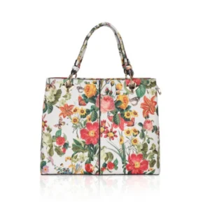 Spherevant Women's Faux Leather Printed Handheld Bag (White Orang)