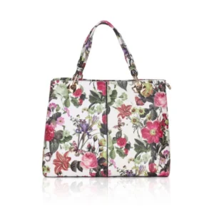 Spherevant Women's Faux Leather Printed Handheld Bag (White Pink)