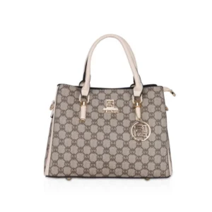 Spherevant Women's Faux Leather Printed Handbag (Beige)