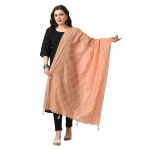 Spherevant Women's Chanderi Self Design Dupatta (Peach, Length: Free Size)