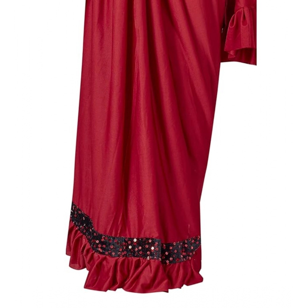 Spherevant Women's Lycra Solid Saree With Unstitched Blouse (Red, 5.5 Mtr) - Image 3