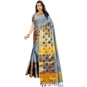 Spherevant Women's Jacquard Woven Saree With Unstitched Blouse 5.5Mtr (Light Blue)