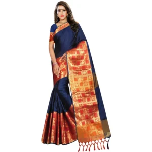 Spherevant Women's Jacquard Woven Saree With Unstitched Blouse 5.5Mtr (Blue)