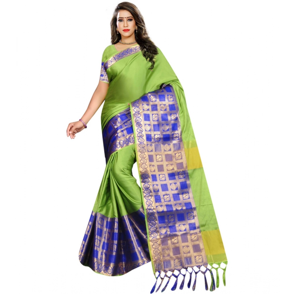Spherevant Women's Jacquard Woven Saree With Unstitched Blouse 5.5Mtr (Green)