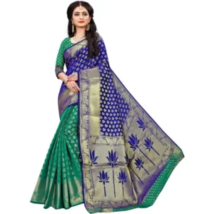Spherevant Women's Jacquard Woven Saree With Unstitched Blouse 5.5Mtr (Green)
