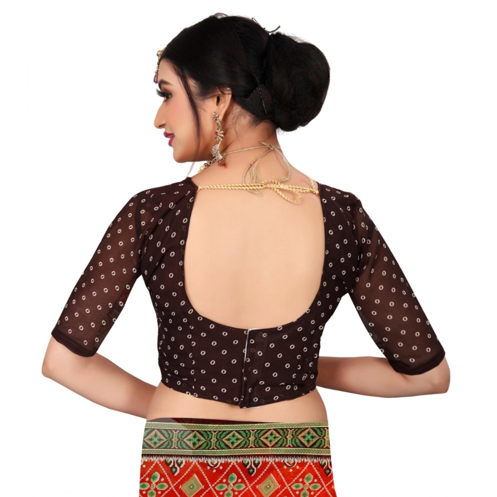 Spherevant Women's Georgette Floral Print Saree With Unstitched Blouse 5.5Mtr (Orange) - Image 3