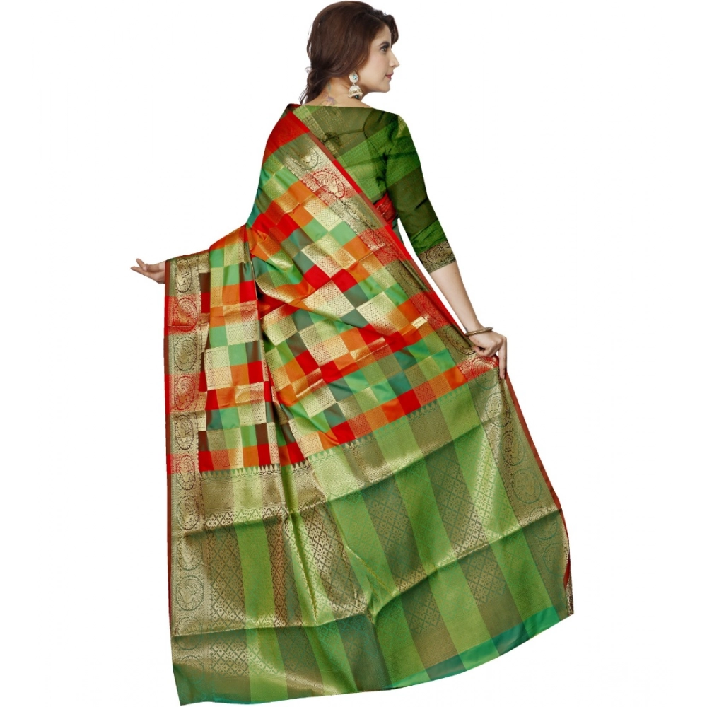 Spherevant Women's Jacquard Woven Saree With Unstitched Blouse 5.5Mtr (Green) - Image 2