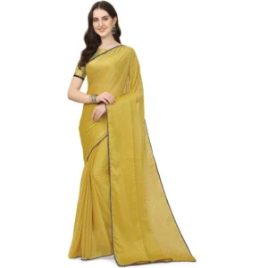 Spherevant Women's Silk Blend Embellished Saree With Unstitched Blouse 5.5Mtr (Mustard)