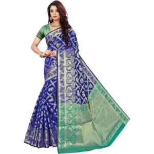 Spherevant Women's Jacquard Woven Saree With Unstitched Blouse 5.5Mtr (Blue)