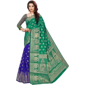 Spherevant Women's Jacquard Woven Saree With Unstitched Blouse 5.5Mtr (Green)