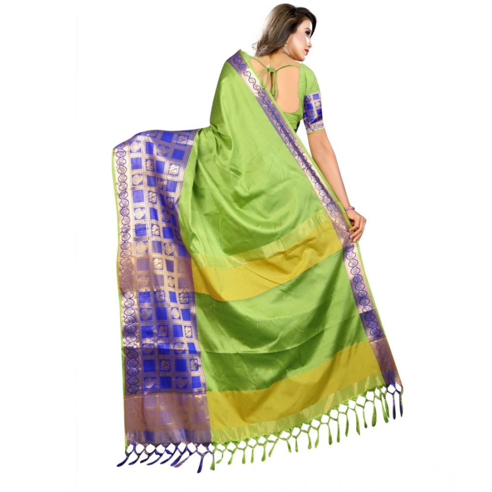 Spherevant Women's Jacquard Woven Saree With Unstitched Blouse 5.5Mtr (Green) - Image 2