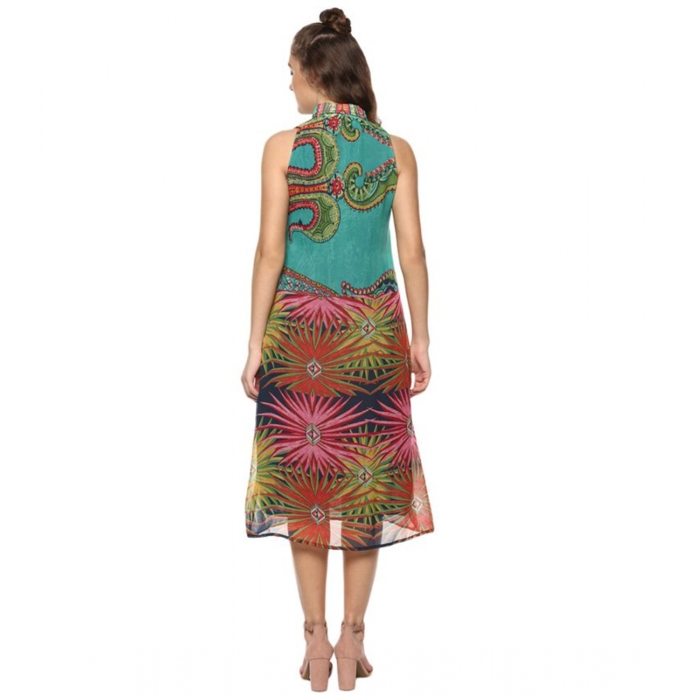 Spherevant Women's Polyester Floral Sleeveless Below Knee Dress (Multicolor) - Image 2