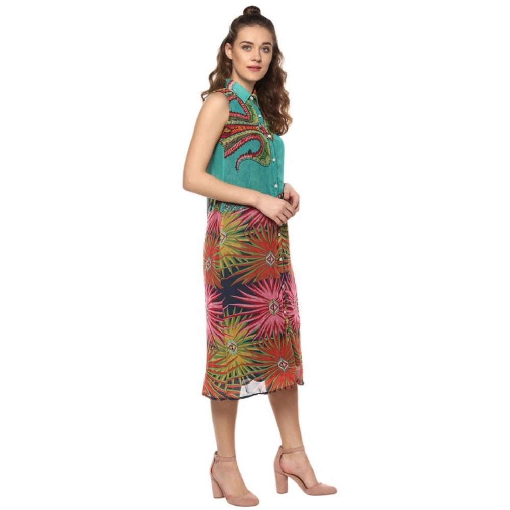 Spherevant Women's Polyester Floral Sleeveless Below Knee Dress (Multicolor) - Image 5