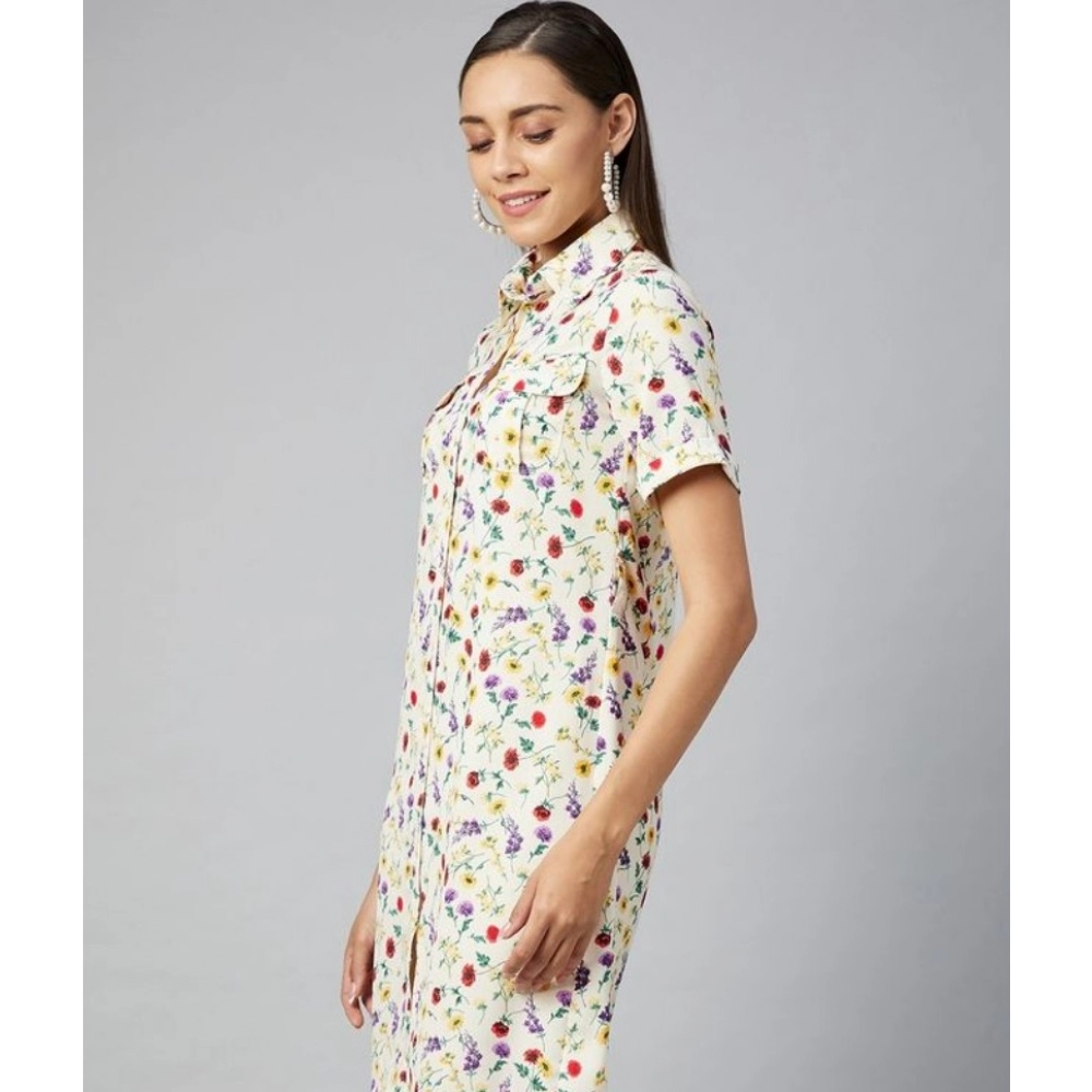 Spherevant Women's Polyester Floral Short Sleeve Above Knee Dress (Multicolor) - Image 5