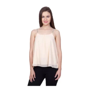 Spherevant Women's Polyester Solid Shoulder Straps Regular Top (Beige)
