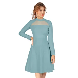 Spherevant Women's Knitting stretchable Solid Round Neck Full Sleeve Dress (Pista)