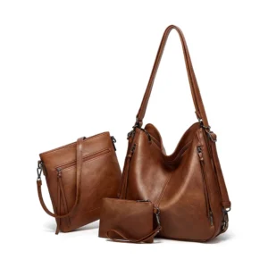 Spherevant Women's PU Leather Medium Shoulder Zipper Handbag (Brown)