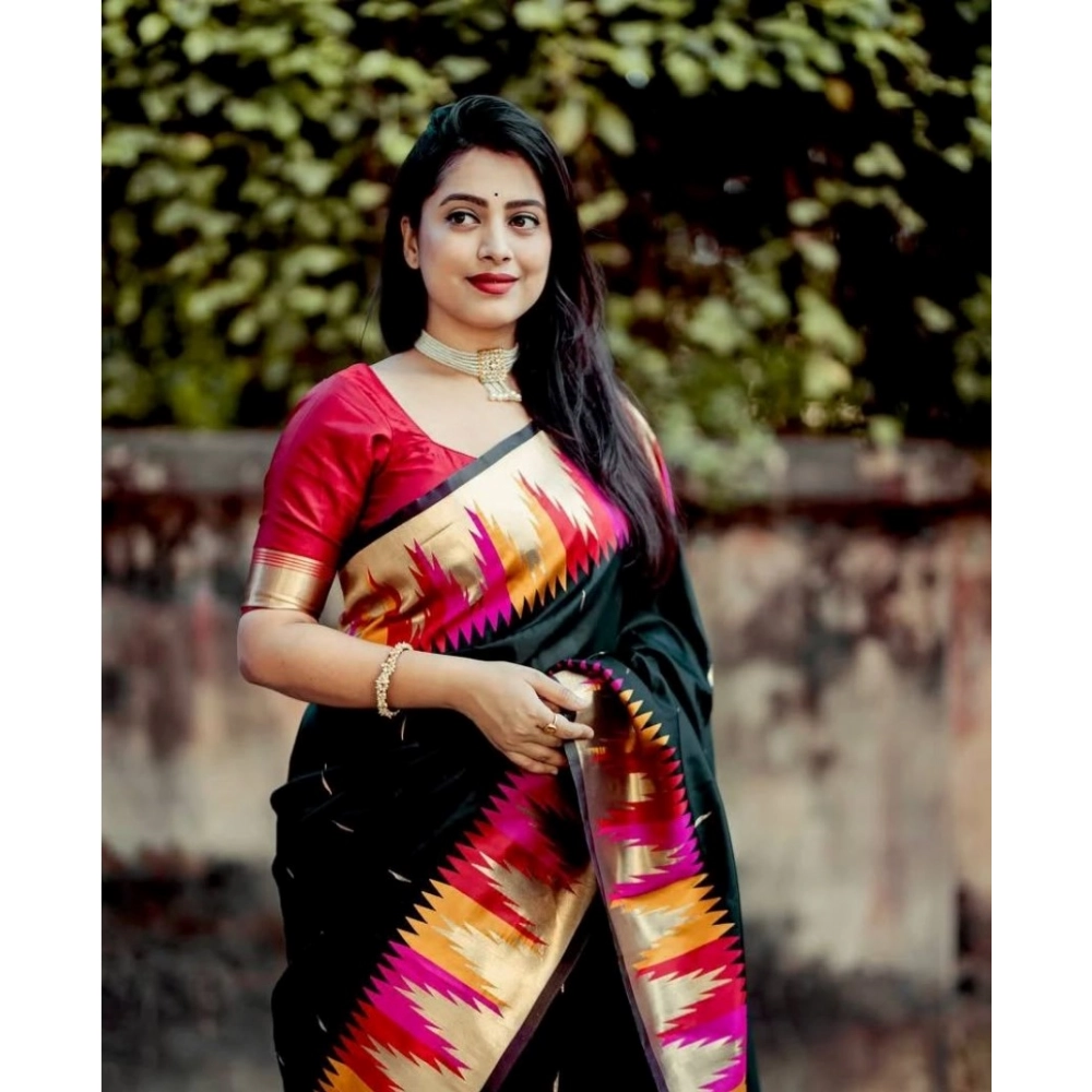 Spherevant Women's Silk Printed Saree With Unstitched Blouse 5.5Mtr (Multicolor) - Image 3
