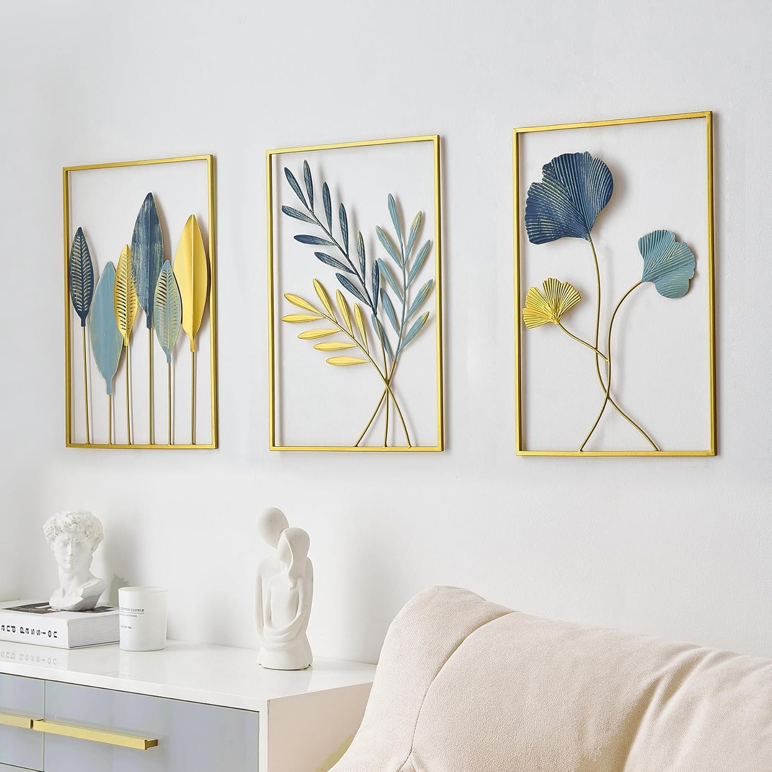 Spherevant Gold Metal Wall Art For Pooja Pack Of 3