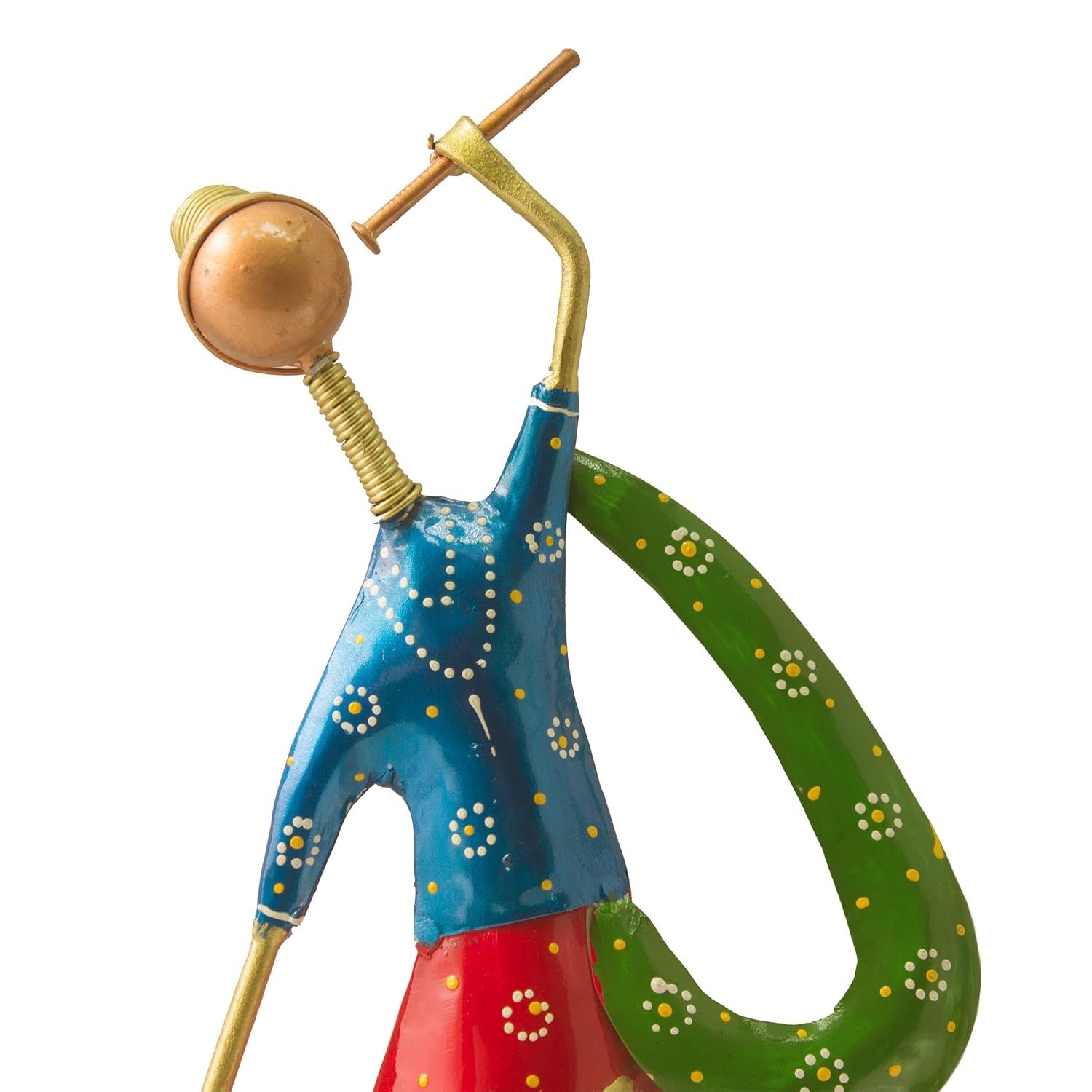 Home Decor Gujarati Dancing Couple Set of 2 Colourful Dandia Dancers Iron Figurine Statue for Home, Living Room, Gifts (14 inch) - Image 7