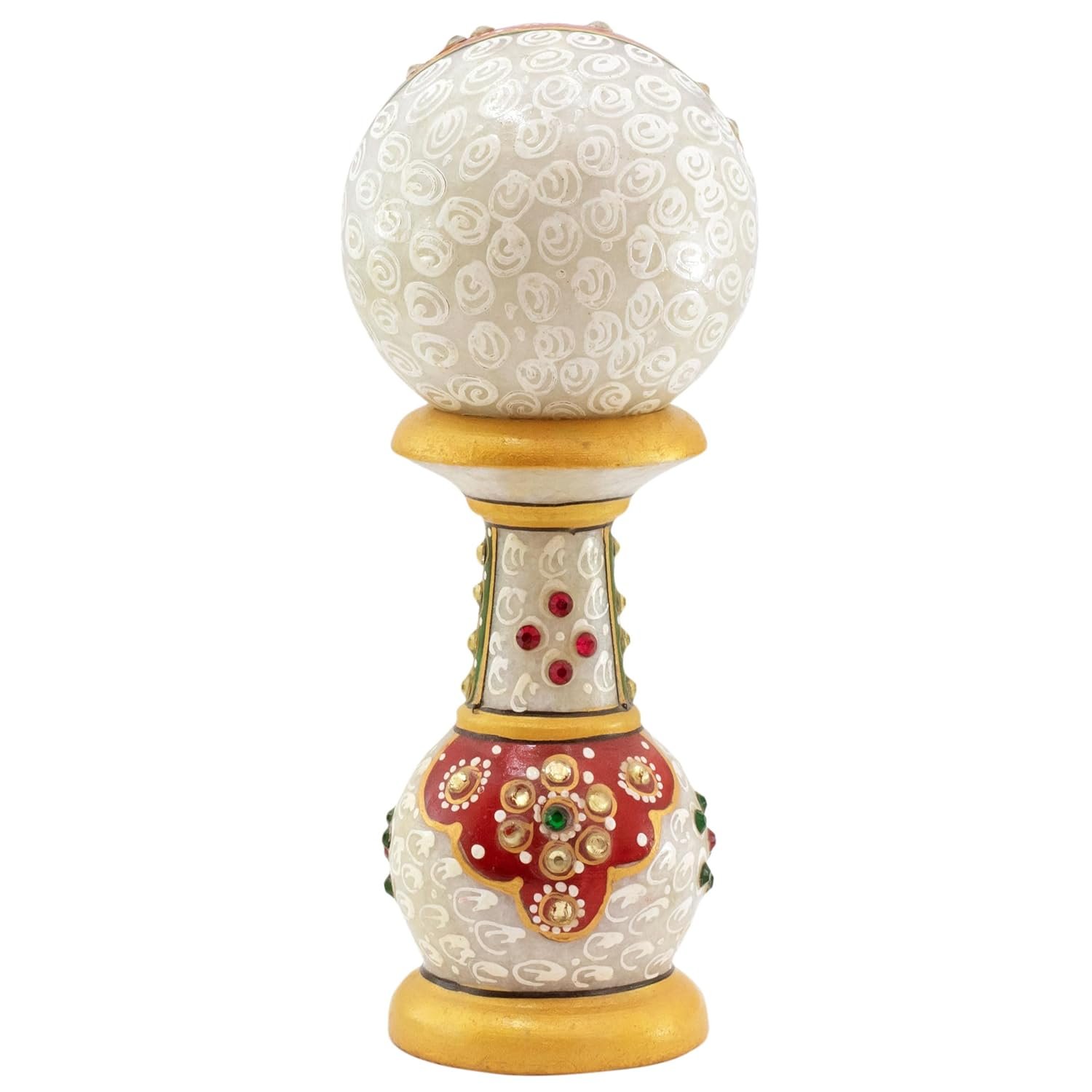 Table Clock Decorative Showpiece Rajasthani Fine Meenakari Work Marble Clock Home Decor for Study Table, Work Desk, Living Room, (6 inch) (Desk Clock) - Image 6
