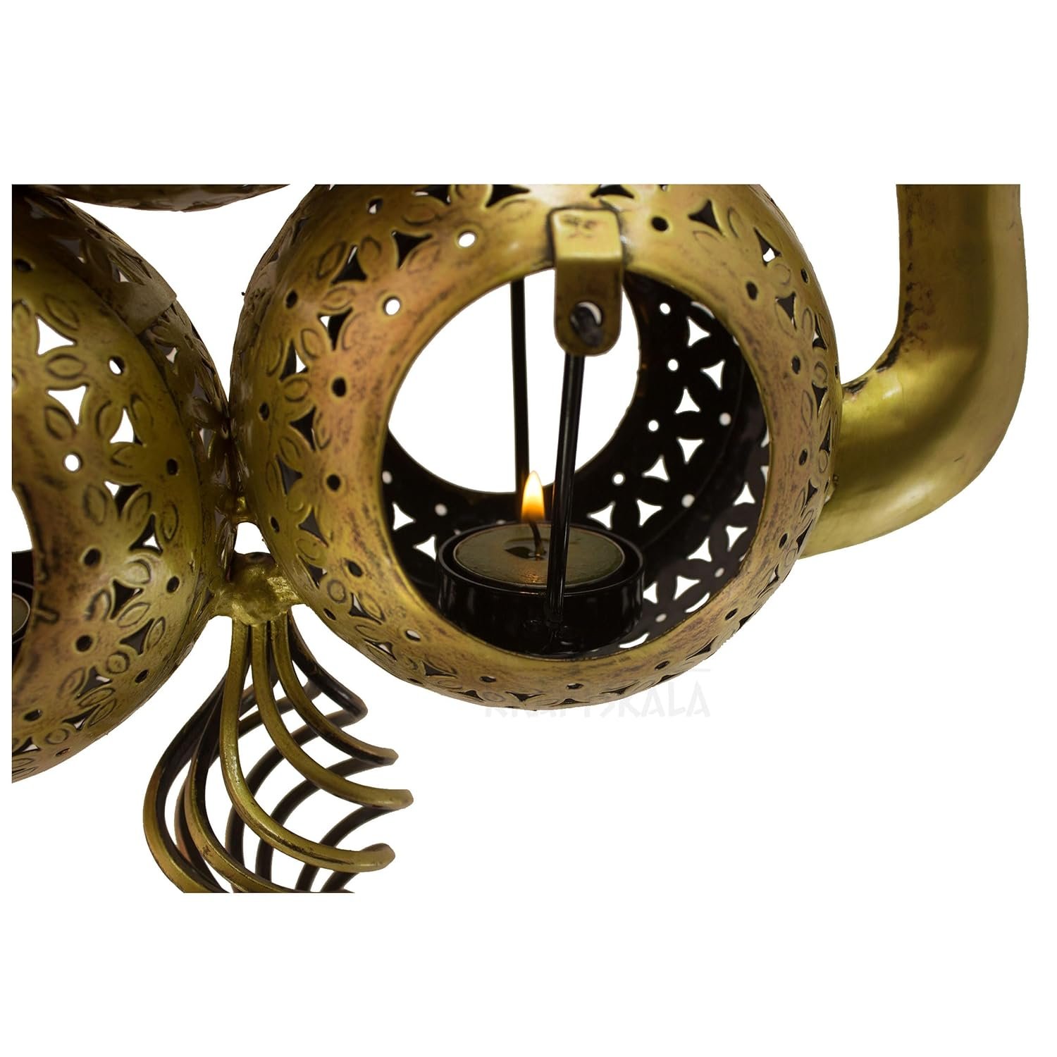 Tea Light Candle Holders (Pack of 2) Antique Deer Statue Home Decoration Tabletop Showpieces with 6 Hanging Tea Light Slots for Living Room Decor, Home Entrance, Dinner Table (Bronze) - Image 8
