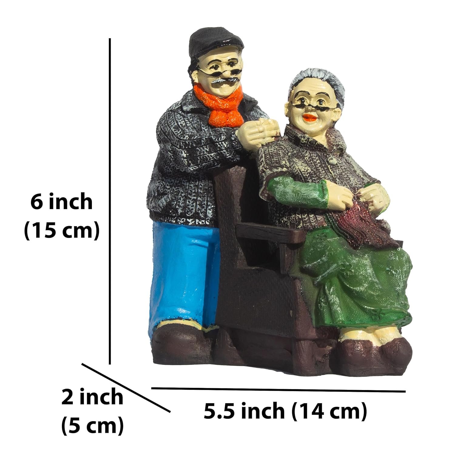 Enduring Companionship Polyresin Elderly Couple Figurine - Nostalgic Heartwarming Home Decor Showpiece for Living Room, Study Table, Gift (Dada Dadi 1) - Image 7