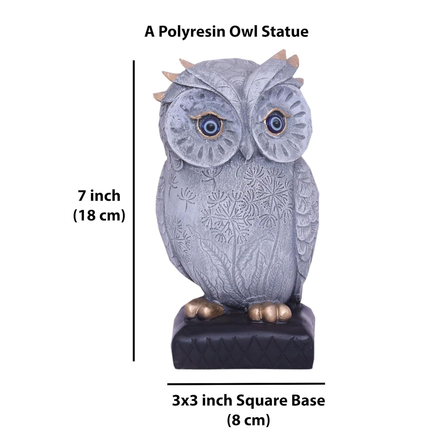 Owl Polyresin Showpiece Item 6" Home Decor Tabletop Statue for Living Room, Study Desk and Office (Owl on Sq Base) - Image 5