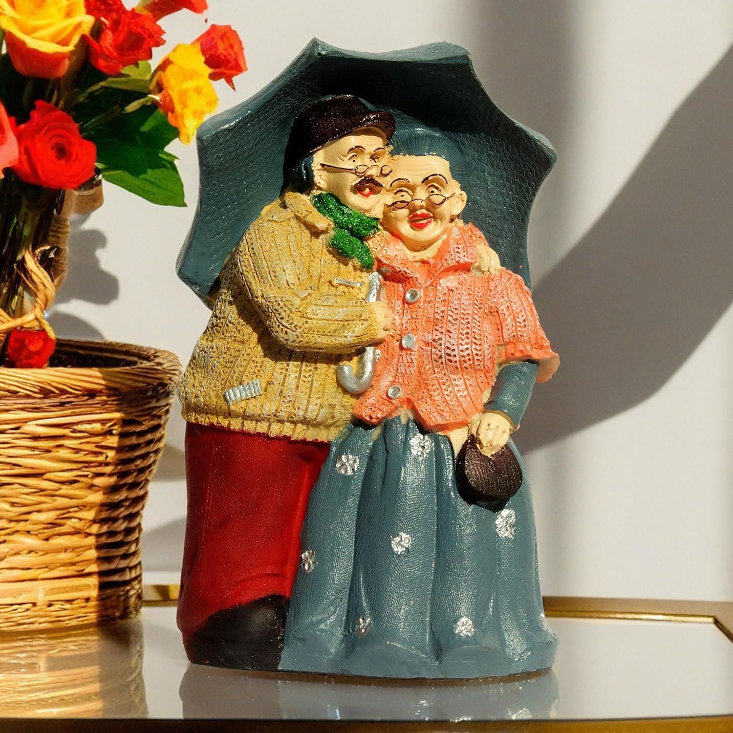Dada Dadi Statue Showpiece - Hand-Painted Lovely Detailed Couple Figurine for Home Decor & Gifts (Dada Dadi 2)
