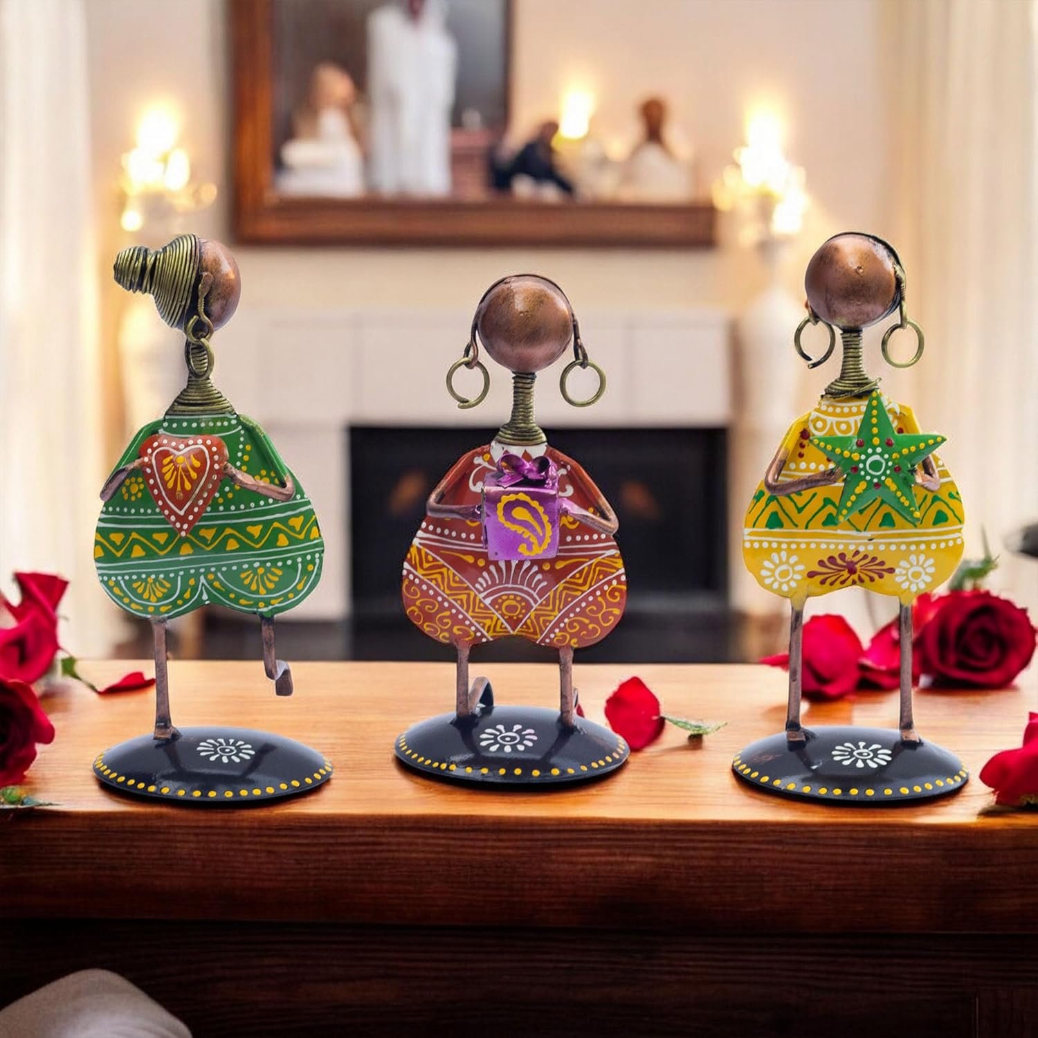 3-Piece Love Figurine Set – Metal Handmade Romantic Gift for Valentine's, Anniversaries, Birthdays & Special Occasions