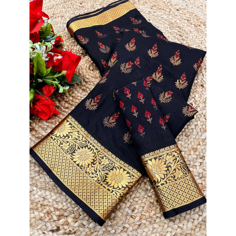 Spherevant Women's Digital Dolla Silk Printed Saree With Unstitched Blouse 5.5Mtr (Navy Blue)