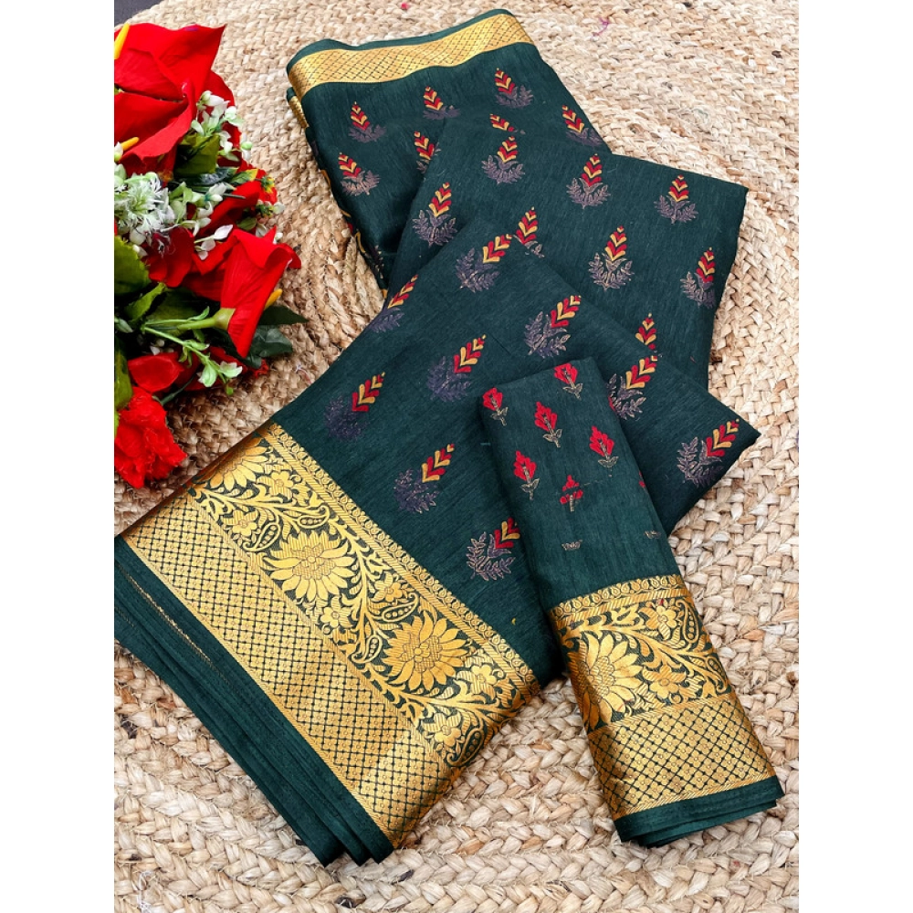 Spherevant Women's Digital Dolla Silk Printed Saree With Unstitched Blouse 5.5Mtr (Green)
