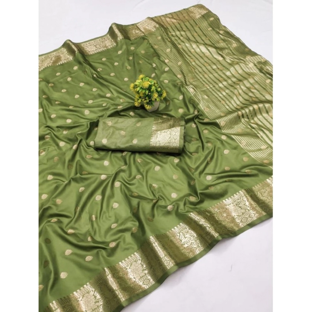 Spherevant Women's Jacquard Silk Jaquard Woven Saree With Unstitched Blouse 5.5Mtr (Green)