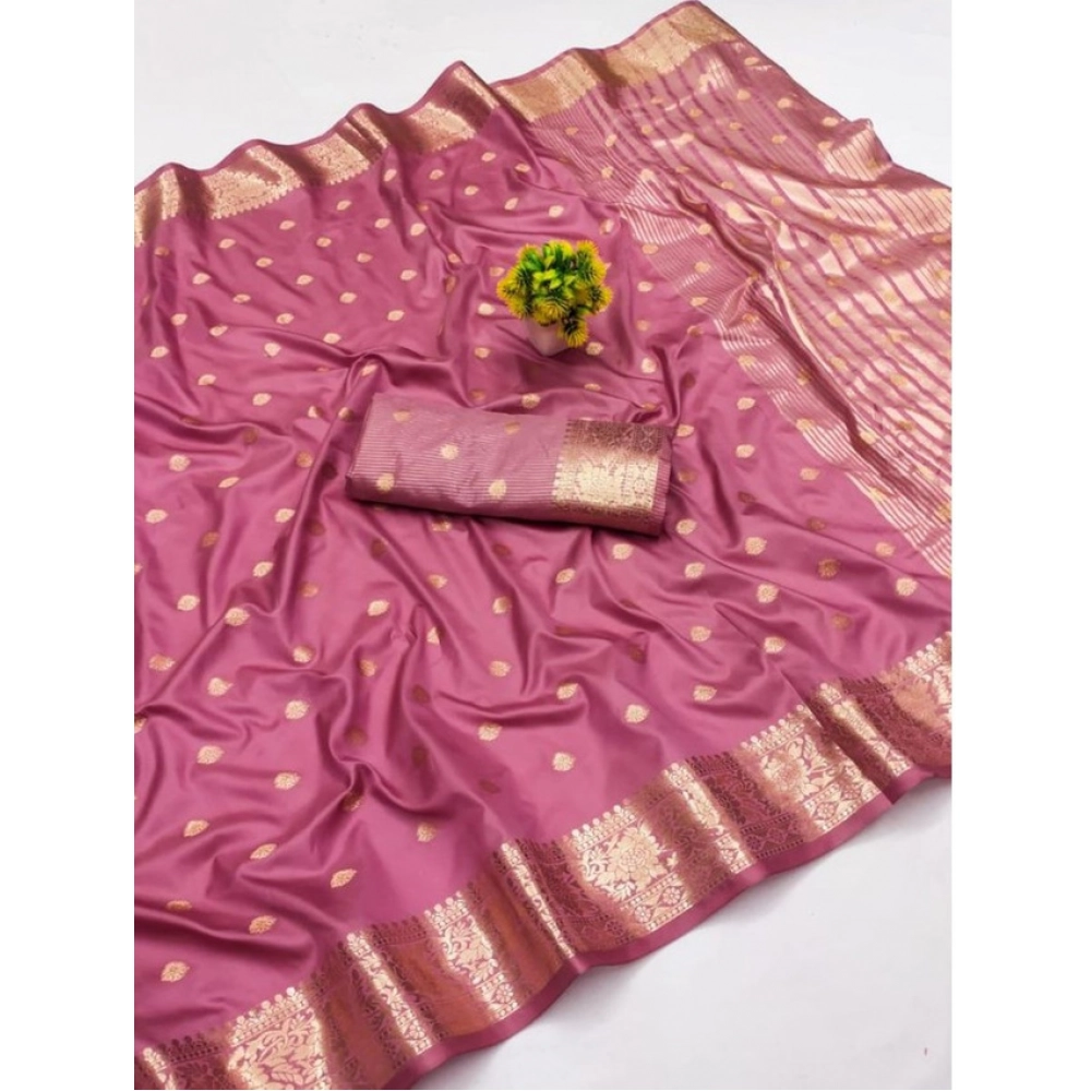 Spherevant Women's Jacquard Silk Jaquard Woven Saree With Unstitched Blouse 5.5Mtr (Pink)