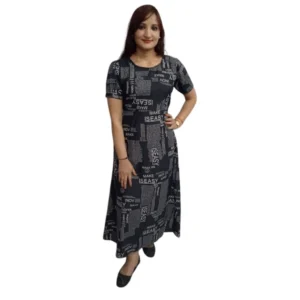 Spherevant Women's Casual Crepe Half Sleeves Dress (Black)