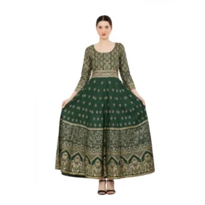 Spherevant Women's Casual Rayon 3-4th Sleeves Anarkali Kurti (Green)