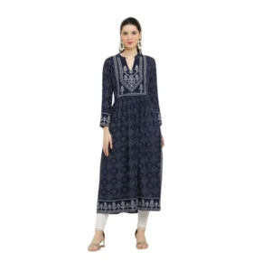 Spherevant Women's Casual Rayon Full sleeve Kurti (Blue)